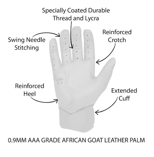 Original Series – White Short Cuff Pro Premium (AAA-Grade 100% 0.9mm African Goat® Leather)