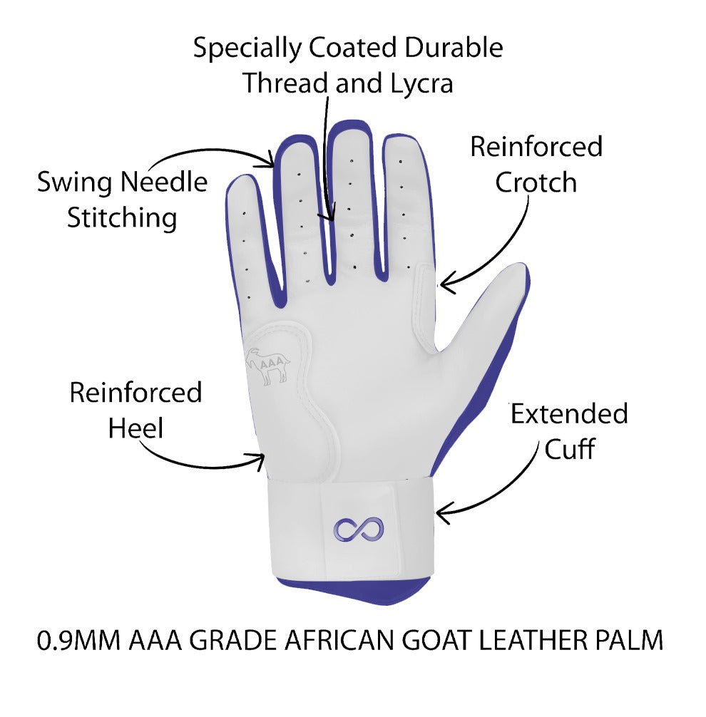 Original Series – Navy & White Long Cuff Pro (100% 0.9mm AAA-Grade African Goat® Leather)
