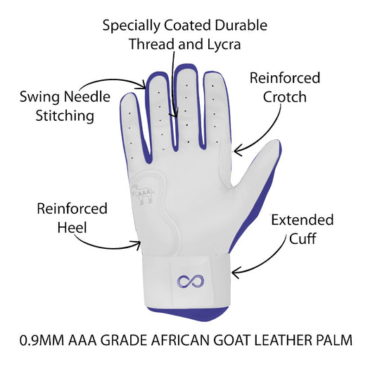 Original Series – Navy & White Long Cuff Pro (100% 0.9mm AAA-Grade African Goat® Leather)