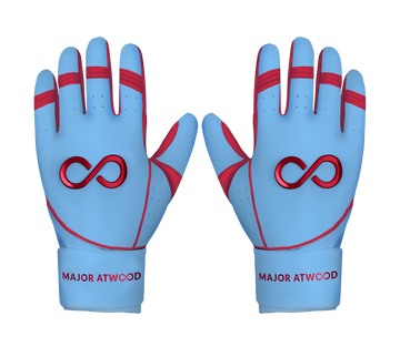 ORIGINAL SERIES POWDER BLUE & RED LONG CUFF PRO PREMIUM 100% 0.9MM AAA AFRICAN GOAT® LEATHER