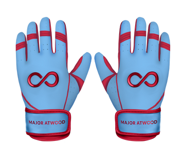 ORIGINAL SERIES POWDER BLUE & RED SHORT CUFF PRO 100% 0.9MM AAA AFRICAN GOAT® LEATHER