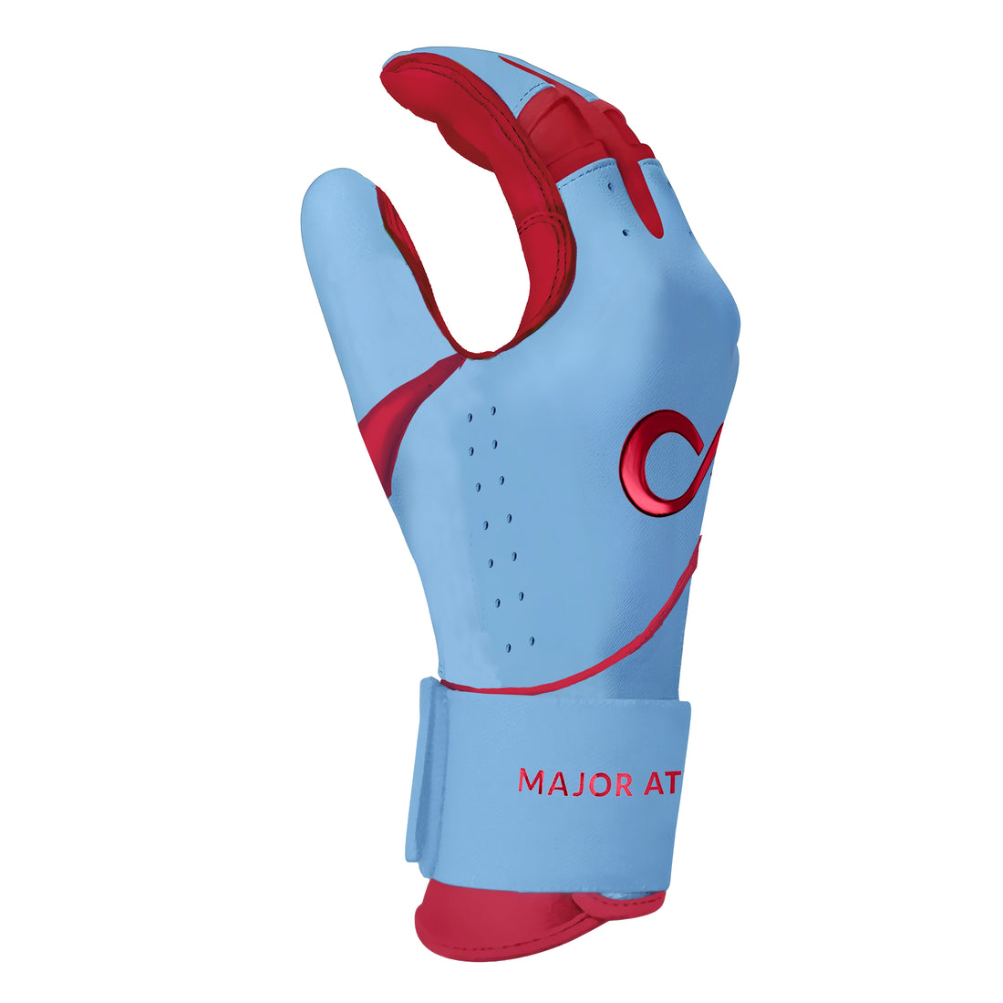POWDER BLUE & RED LONG CUFF PRO PREMIUM 100% 0.9MM AAA AFRICAN GOAT® LEATHER