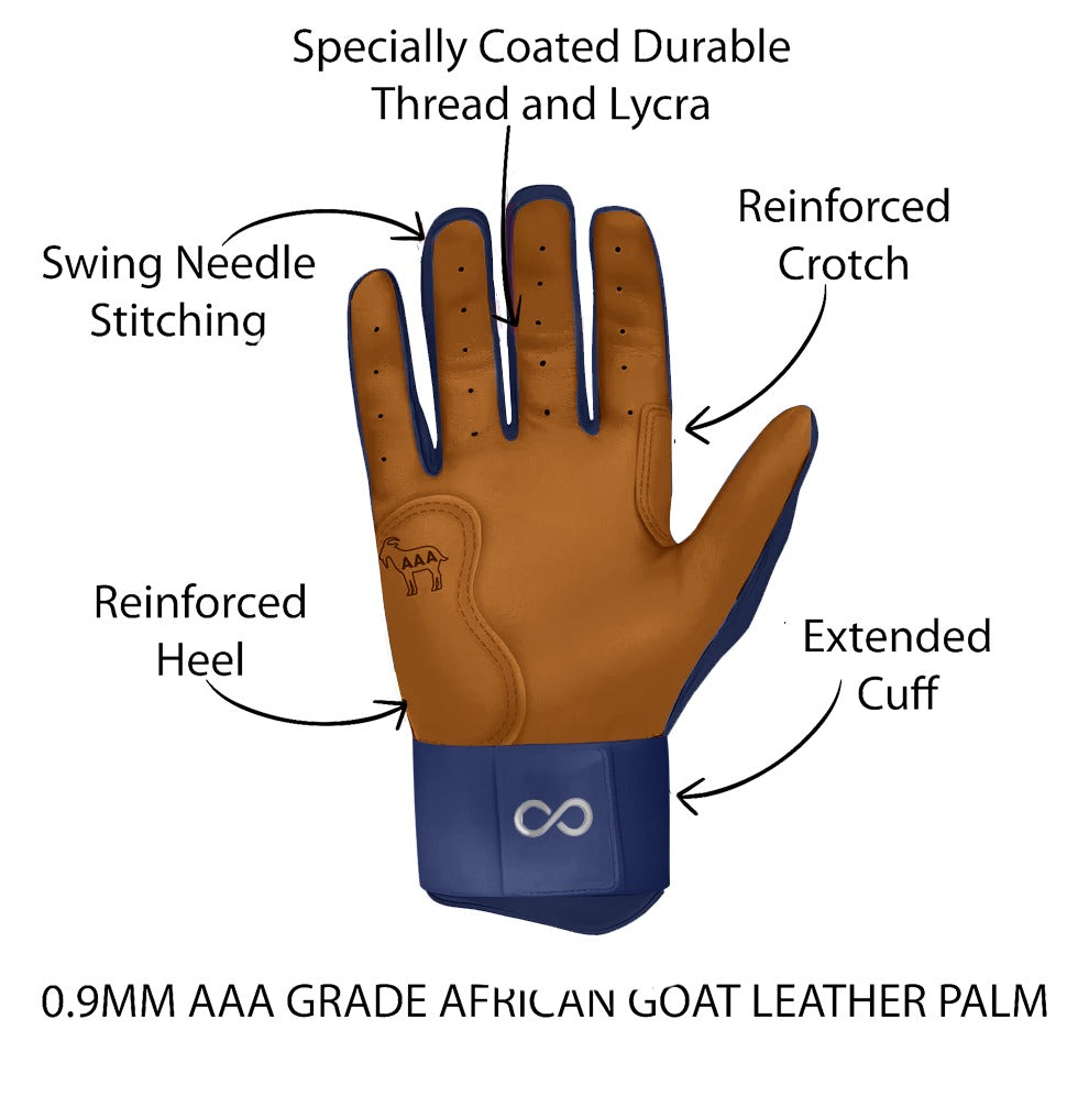 ORIGINAL SERIES NAVY LONG CUFF PRO PREMIUM 100% 0.9MM AAA AFRICAN GOAT® LEATHER