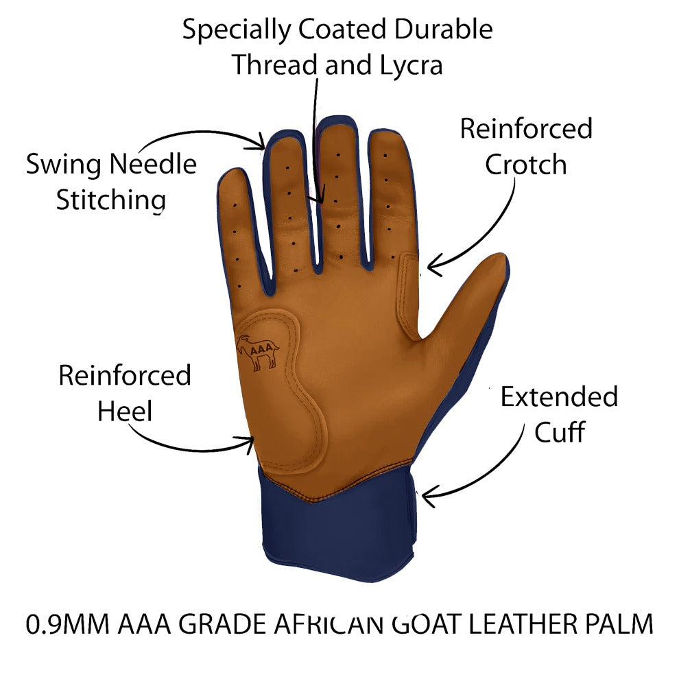 Original Series – Navy Short Cuff Pro (100% 0.9mm AAA-Grade African Goat® Leather)