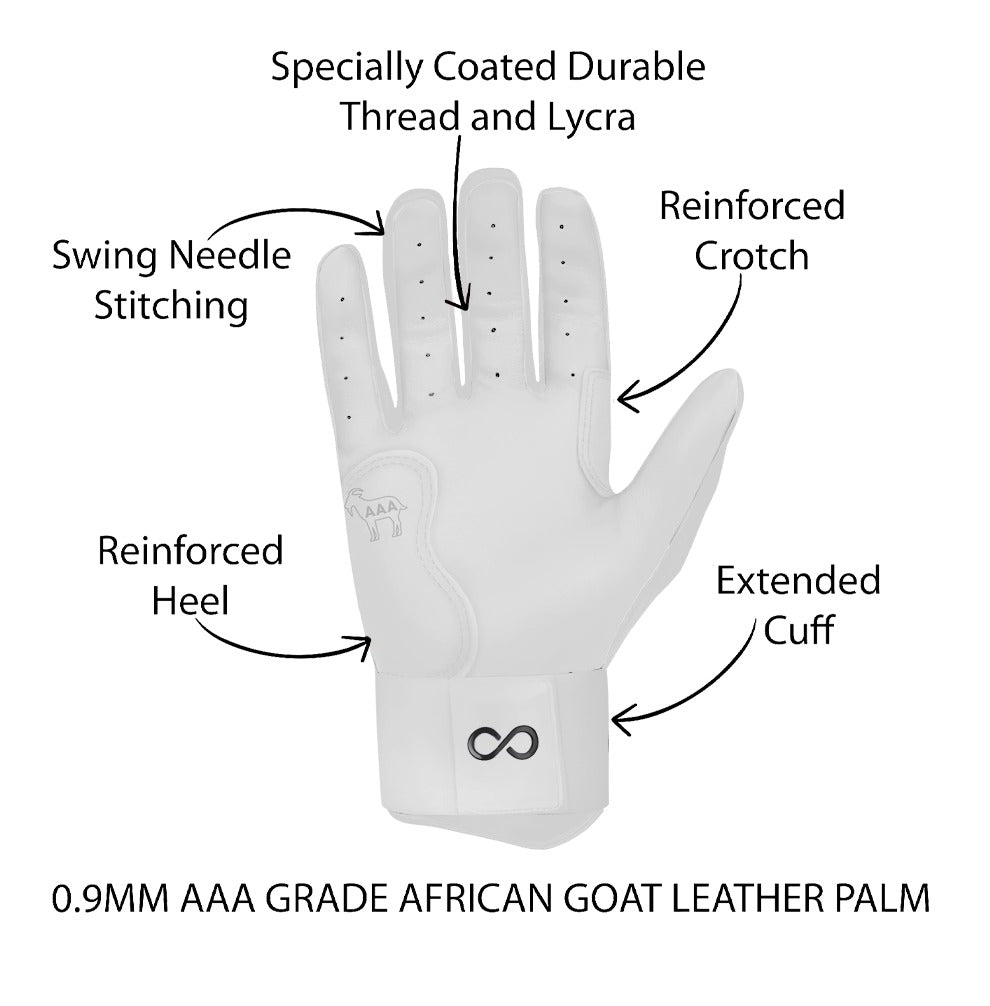 ORIGINAL SERIES AAA GRADE WHITE LONG CUFF PRO PREMIUM 100% 0.9MM AFRICAN GOAT® LEATHER