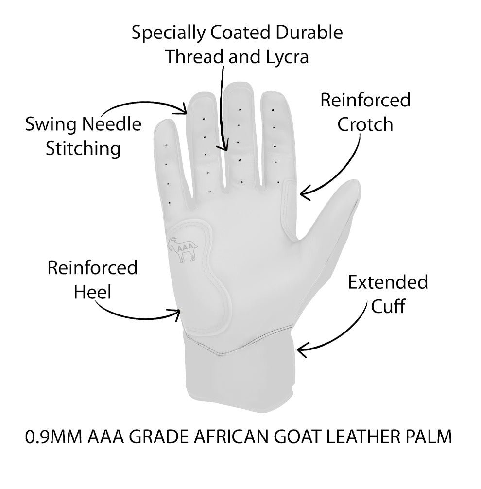 ORIGINAL SERIES AAA GRADE WHITE SHORT CUFF PRO PREMIUM 100% 0.9MM AFRICAN GOAT® LEATHER