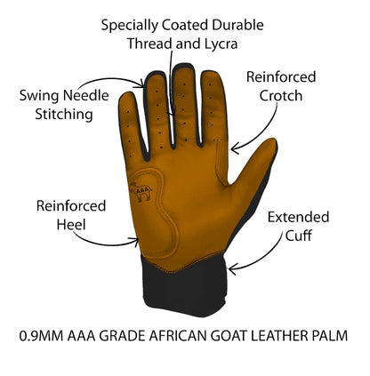 Original Series – Black Short Cuff Pro Premium (100% 0.9mm AAA-Grade African Goat® Leather)