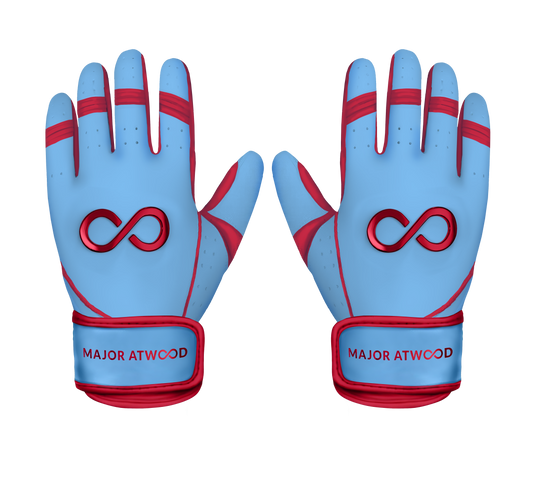 Original Series – Powder Blue & Red Short Cuff Pro (100% 0.9mm AAA-Grade African Goat® Leather)