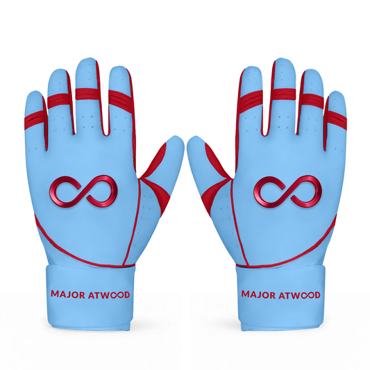 Original Series – Powder Blue & Red Long Cuff Pro Premium (100% 0.9mm AAA-Grade African Goat® Leather)