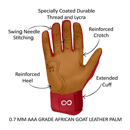 Original Series – Red Long Cuff Pro Premium (100% 0.9mm AAA-Grade African Goat® Leather)