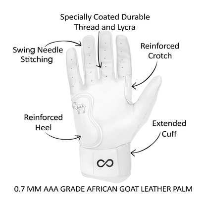 Original Series – White Long Cuff Pro Premium (AAA-Grade 100% 0.9mm African Goat® Leather)