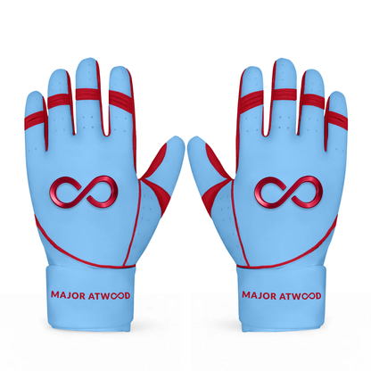 Original Series – Powder Blue & Red Long Cuff Pro Premium (100% 0.9mm AAA-Grade African Goat® Leather)